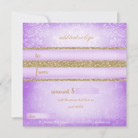 三百十一パープルフェイクグリッター贈与証 (裏面)