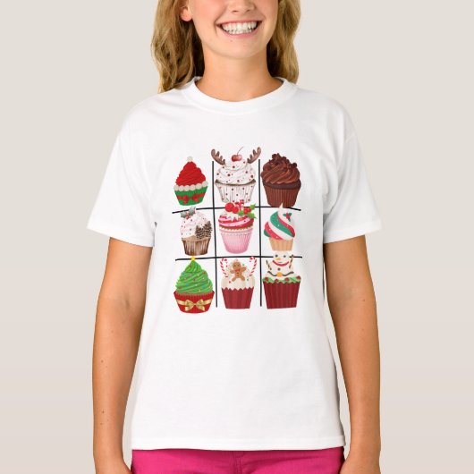 三目並べカップケーキ Tシャツ (正面)