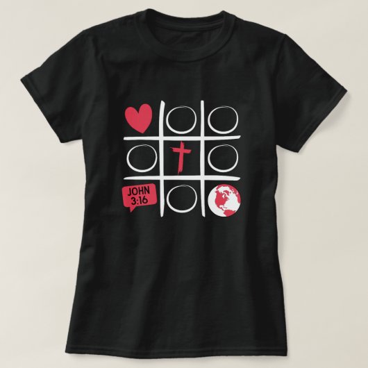 三目並べ 白フォント Tシャツ (デザイン正面)