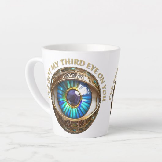 三目得目の目を使う カフェラテマグ (左アングル)