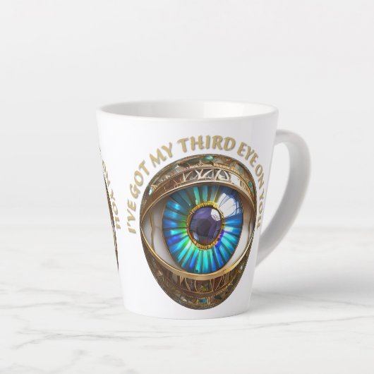 三目得目の目を使う カフェラテマグ (右アングル)