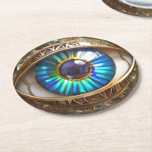 三目得目の目を使う ラウンドペーパーコースター (アングル)