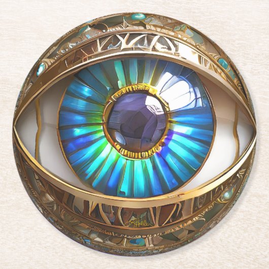 三目得目の目を使う ラウンドペーパーコースター (正面)