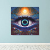 三目白熱［赤熱］光を放つ目のスピリチュアルの上に神の キャンバスプリント (インサイチュ (ウッドフロア))