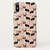 三着色されたコーギーのコーヒーパターン-赤面 Case-Mate iPhoneケース (裏面)