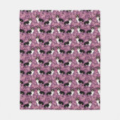 三着色されたコーギーの桜-紫色 フリースブランケット (正面)