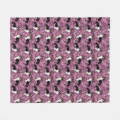 三着色されたコーギーの桜-紫色 フリースブランケット (正面(横))