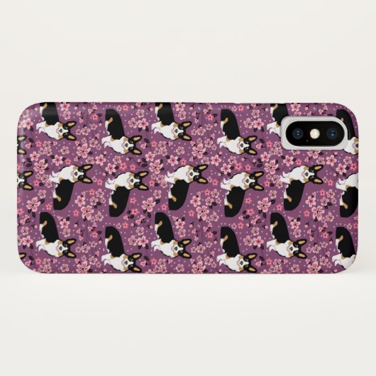 三着色されたコーギーの桜-紫色 Case-Mate iPhoneケース (裏面(横))