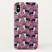 三着色されたコーギーの桜-紫色 Case-Mate iPhoneケース (裏面)