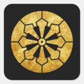 三社祭駒形門黒フェイク金ゴールド スクエアシール (正面)