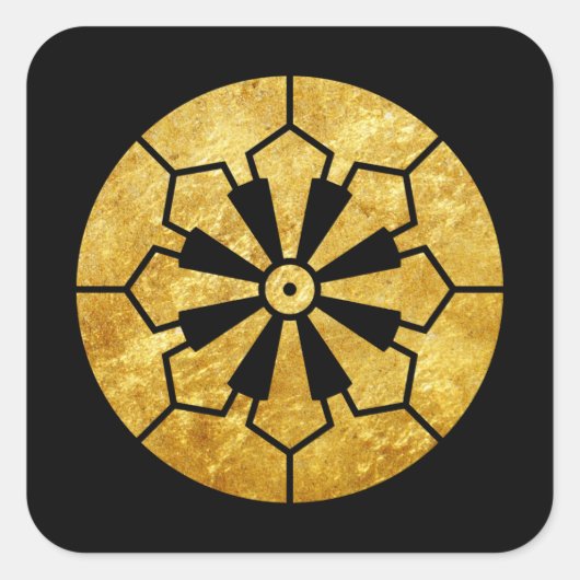 三社祭駒形門黒フェイク金ゴールド スクエアシール (正面)