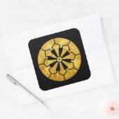 三社祭駒形門黒フェイク金ゴールド スクエアシール (封筒)