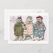 「三種のクリスマスベアーズ」ヴィンテージ シーズンポストカード (正面/裏面)