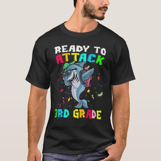 三等サメ新学期攻撃準備完了 Tシャツ (正面)