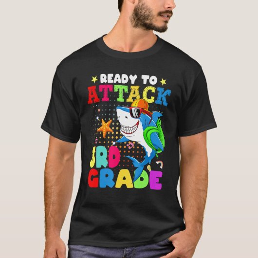 三等サメ新学期攻撃準備完了 Tシャツ (正面)