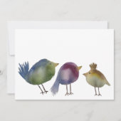 三羽の小さな鳥、水絵を描色 サンキューカード (正面)