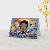 「三羽の小鳥」グリーティングカード カード (黄色い花)