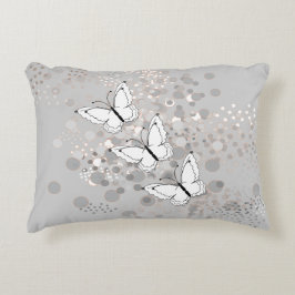 三羽の白い蝶 アクセントクッション