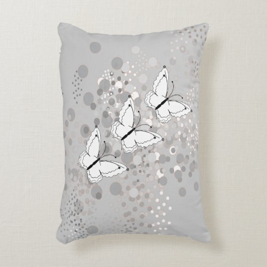 三羽の白い蝶 アクセントクッション (正面(垂直))