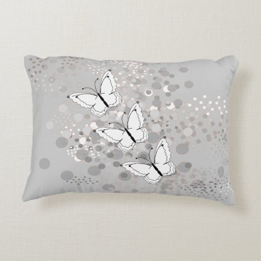 三羽の白い蝶 アクセントクッション (裏面)