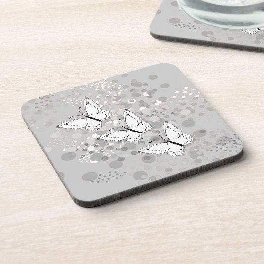 三羽の白い蝶 コースター (左側)