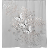 三羽の白い蝶 シャワーカーテン (正面)