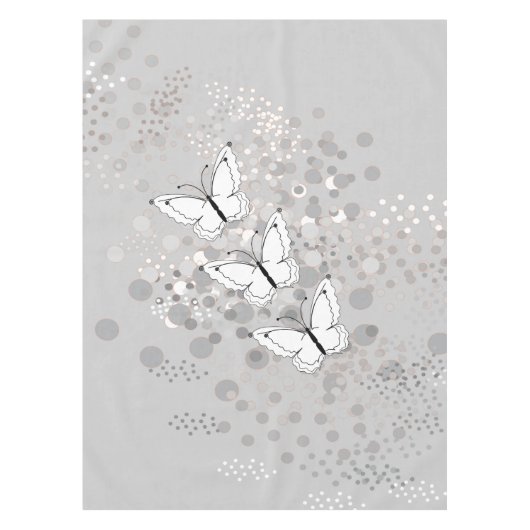 三羽の白い蝶 テーブルクロス (正面)