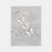 三羽の白い蝶 フリースブランケット (正面)