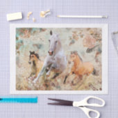 三羽の野馬コラージュ 薄葉紙 (クラフト)