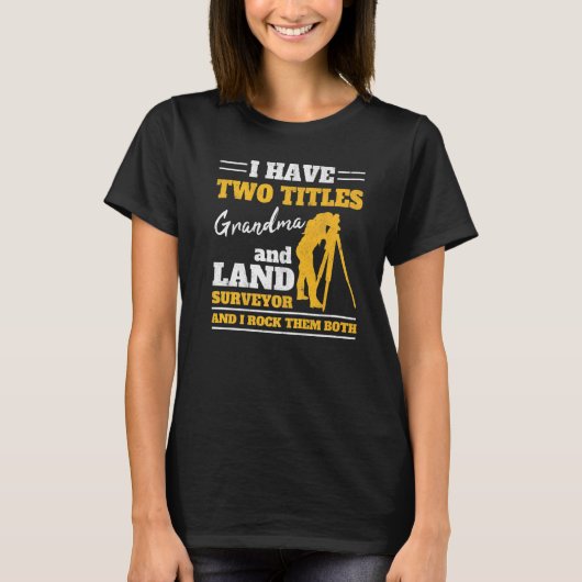 三脚ランド測量祖母とランド Tシャツ (正面)