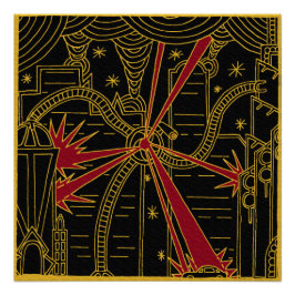 三脚攻撃アールデコポスター ポスター