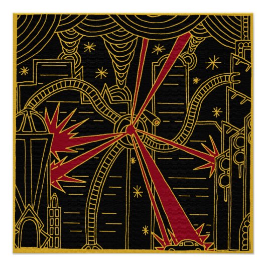 三脚攻撃アールデコポスター ポスター (正面)