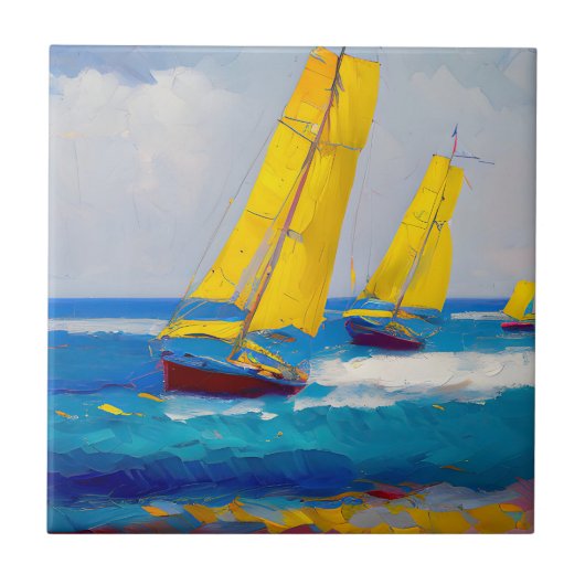 三艘の船を見た タイル (正面)