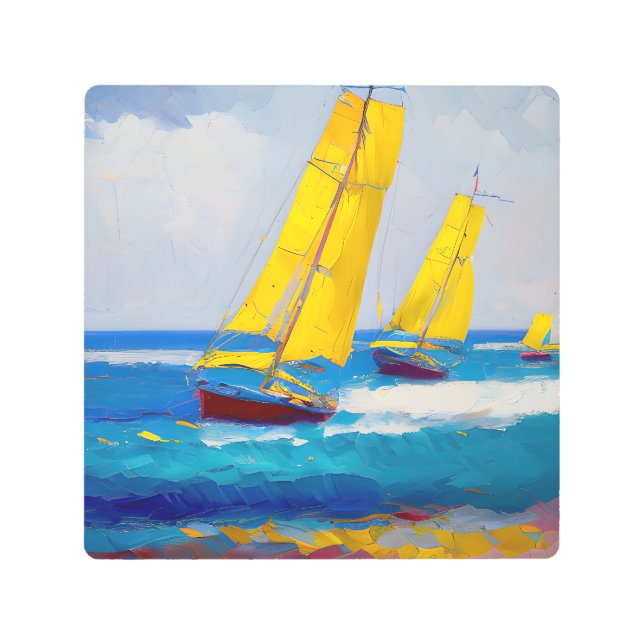 三艘の船を見た メタルプリント (正面)