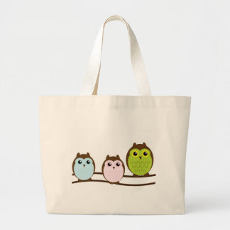 三色のふくろう ラージトートバッグ
