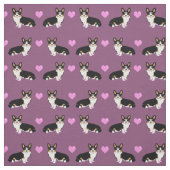 三色のコルギは紫色のハートを愛する ファブリック (見本)