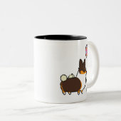 三色のコーギーのイースターのウサギのマグ| CorgiThings ツートーンマグカップ (正面右)