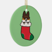 三色のコーギーのストッキングのオーナメント| CorgiThings セラミックオーナメント (右)