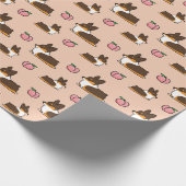 三色のコーギーのSplootの包装紙 ラッピングペーパー (角)