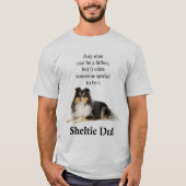 三色のシェットランド・シープドッグのパパのTシャツ Tシャツ (正面)
