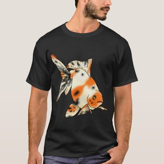 三色のフナ尾金魚 Tシャツ (正面)