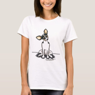 三色のラットテリアはかわいらしい坐らせます Tシャツ