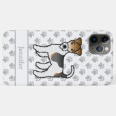 三色のワイヤーフォックステリー可愛いキャラクターデザインの犬と名前 Case-Mate iPhoneケース (裏面(横))