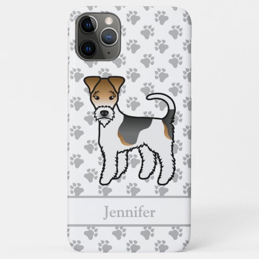 三色のワイヤーフォックステリー可愛いキャラクターデザインの犬と名前 Case-Mate iPhoneケース (裏面)