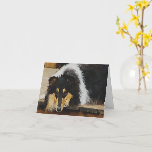 三色の荒いコリーのギフトの芸術 カード (黄色い花)