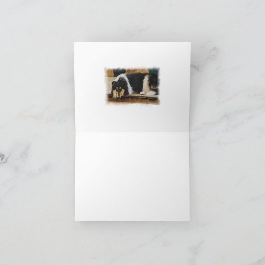 三色の荒いコリーのギフトの芸術 カード (内部)