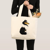 三色の荒いコリーの漫画のバッグ ラージトートバッグ (正面(商品))