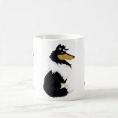 三色の荒いコリーの漫画のマグ コーヒーマグカップ (中央)