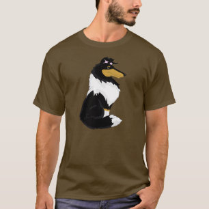 三色の荒いコリーの漫画の人のワイシャツ Tシャツ