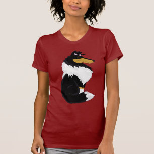 三色の荒いコリーの漫画の女性のワイシャツ Tシャツ